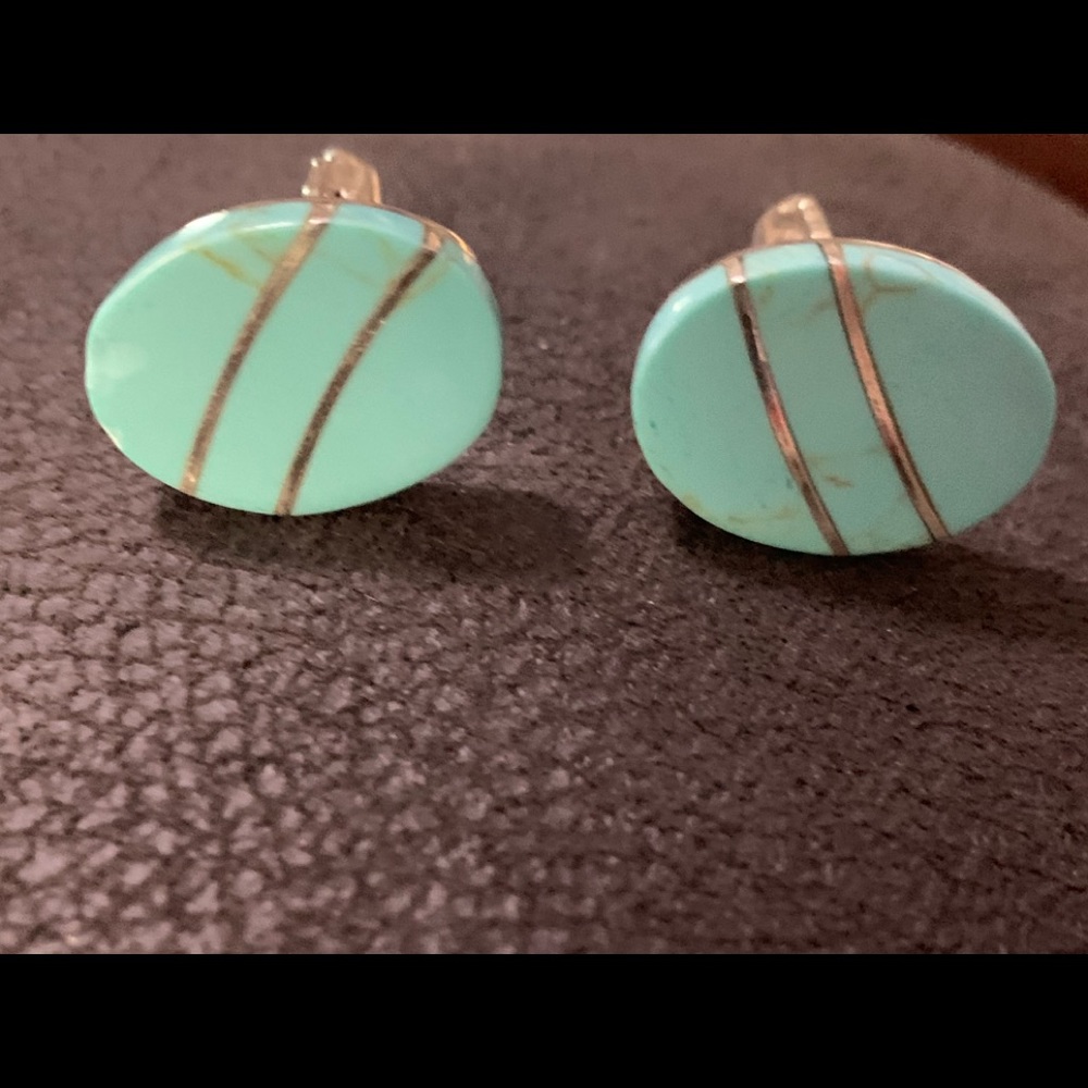 Sterling/turquoise cuff links